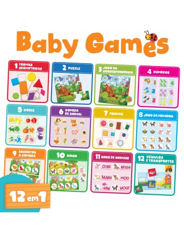 Jogo Primeiros Passos 12 em 1 - Baby Games - Cartões de Atividades